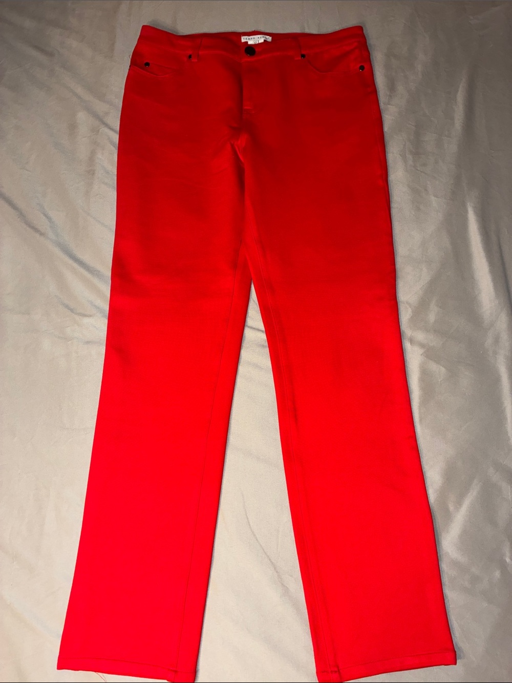 Tempo Paris Red Straight Leg Pants Women’s Size 12 - Picture 4 of 10